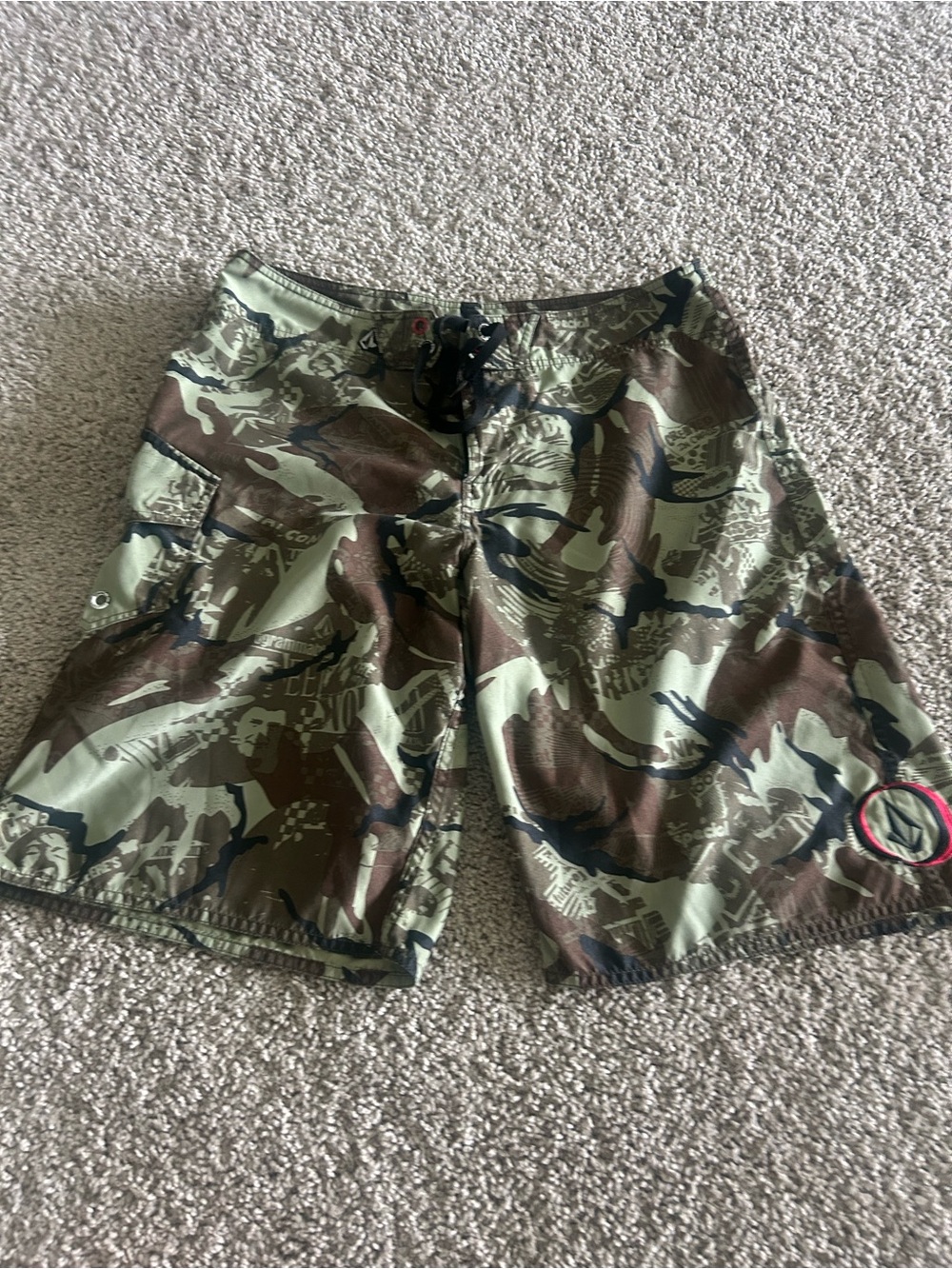 Volcom Men's Camo Swim Board Shorts - Green/Brown